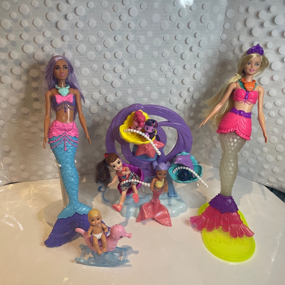 Barbie Mermaid 🧜‍♀️bundle with sea themed Ferris wheel & baby rocker